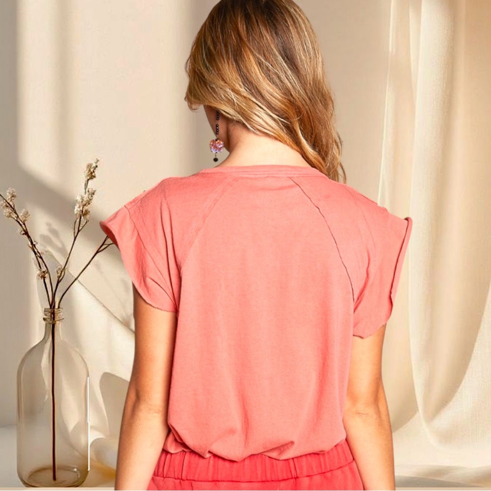 POL Baby Tee Ruffle Sleeve Bohemian Cotton Top - Picture 7 of 9